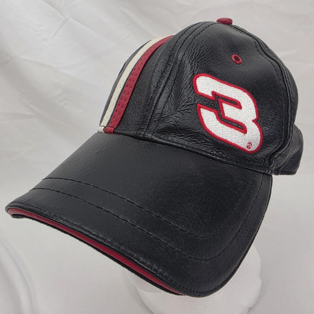 Vintage Dale Earnhardt #3 NASCAR Leather Hat Chase Authentics Wilsons Black...